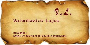 Valentovics Lajos névjegykártya